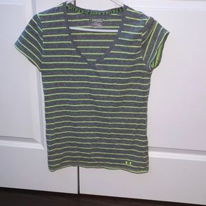 Green and grey stripped shirt